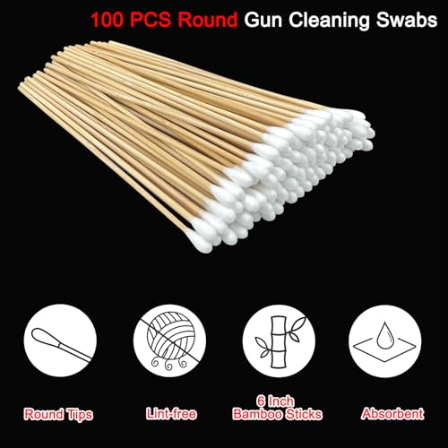 Gun Cleaning Supplies Kit - 900 Patches + 200 Cotton Swabs for Firearms - Variation: 900 Patches + 100 Pointed + 100 Round