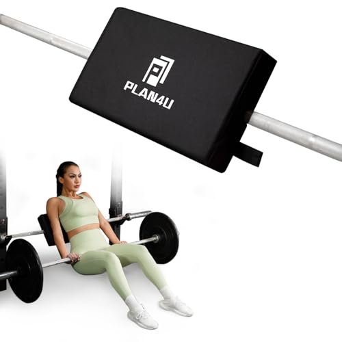 Plan4U Hip Thrust Back Pad for Squat Rack & Barbell - 20x10x3 Inch Adjustable