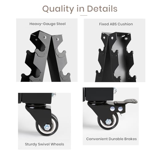 Medium 300 LBS Dumbbell Rack Stand - A-Frame Rolling Weight Storage