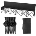 VEVOR Black 6-Seat Portable Folding Sports Bench with Backrest & Carry Bag