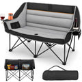 HOPERAN Double Camping Chair 660lb Oversized Folding Loveseat Black Grey