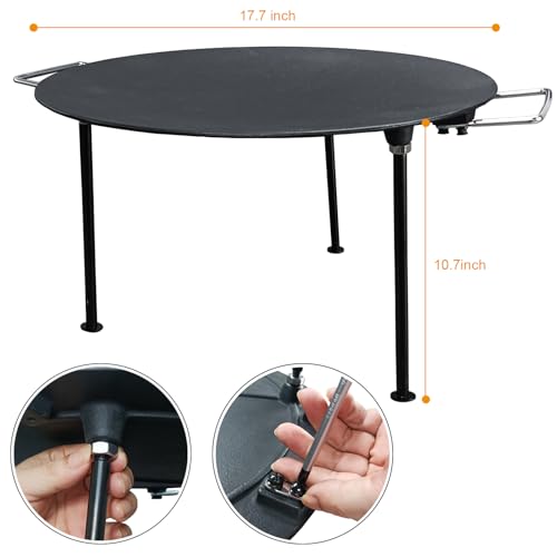 18-Inch Cast Iron Campfire Grill Pan with Carrier Bag - Outdoor & Indoor Use