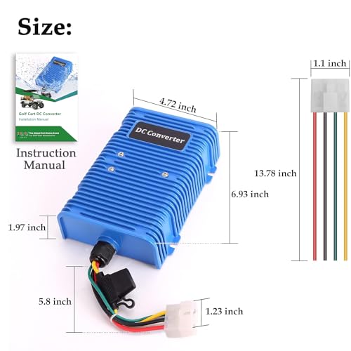 10L0L Golf Cart Voltage Reducer 36V-48V to 12V 30A 350W with Variation 30V-60V (Blue)