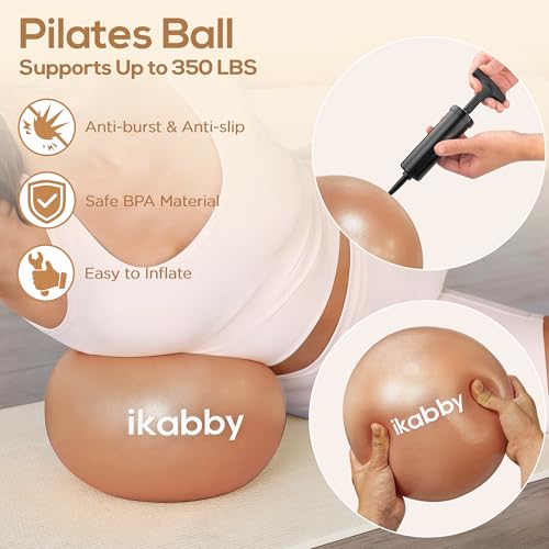 Ikabby Khaki Home Pilates Kit with Weights, Yoga Ball, Resistance Bands & Mat