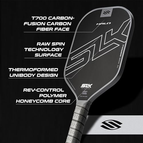 Selkirk Sport SLK Halo Power XL Pickleball Paddle - Raw Carbon Fiber, Extended Length, Gray