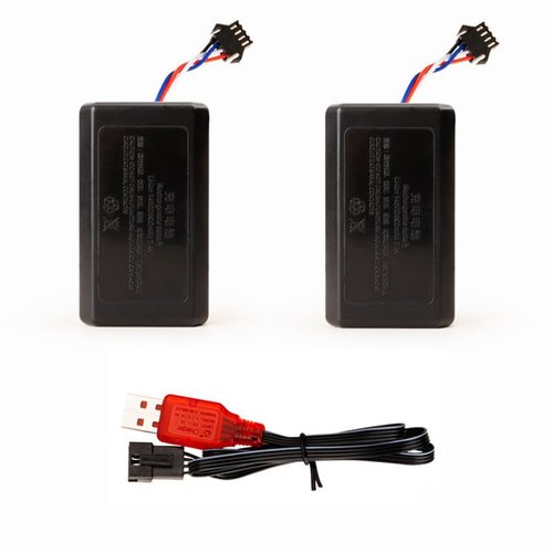 Cecicebb 7.4V Lipo Battery 500mAh for Electric Water Gun 2 Pack with USB Charger Cable