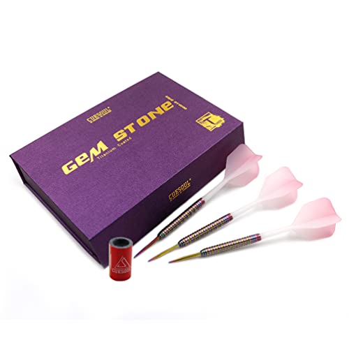 CUESOUL Pink Gem Stone 22g Steel Tip Tungsten Darts - Professional Dart Set