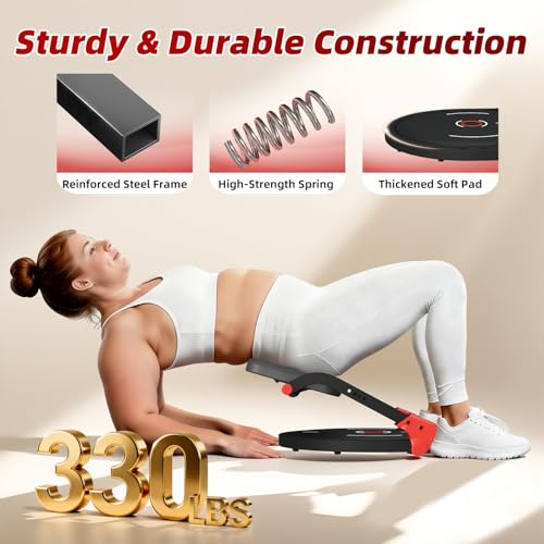 Mdeam Upgraded Ab Machine with Flat Backrest - Red & Black Home Sit-Up Equipment