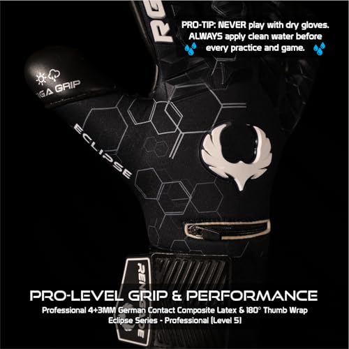 Renegade GK Helix Non-Fingersave Soccer Goalkeeper Gloves - Adult & Youth Sizes 7-12, Level 5, Max Grip & Comfort