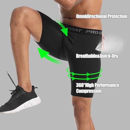 Men's Compression Shorts Sports Running Tights Large Black - Athletic Workout