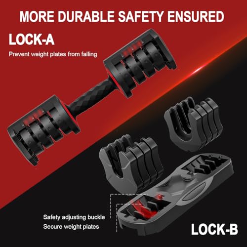 VEICK 25 lb Adjustable Dumbbell Set with 2 Handles, 5-25 lb per Dumbbell, Home Gym Equipment