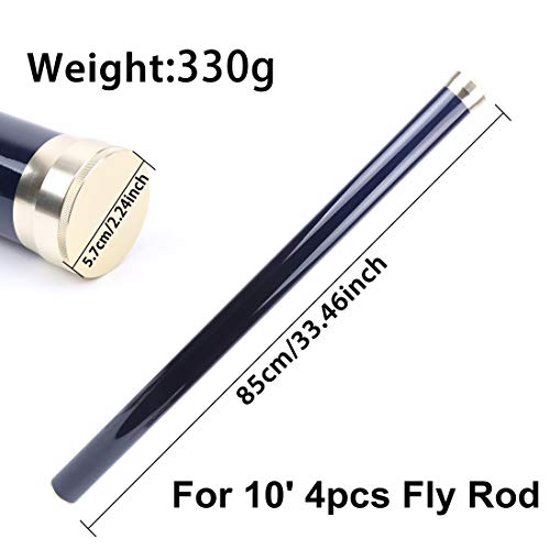 Maxcatch Carbon Fiber Fly Fishing Rod Travel Tube Case 33.46 Inch for 10ft 4-Piece Fly Rod - Aluminum Cap