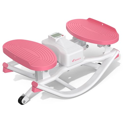 Merach Rocking Stepper Exercise Machine - 3D Motion, White & Pink