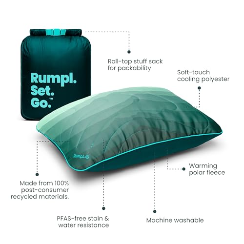 Rumpl Camp Pillow - Cascade Fade Packable Adjustable Support for Camping & Travel