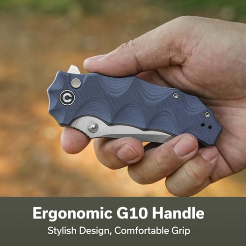 CIVIVI Natterjack Pocket Knife Blue Handle 3.19" 14C28N Blade, Reversible Deep-Carry Clip