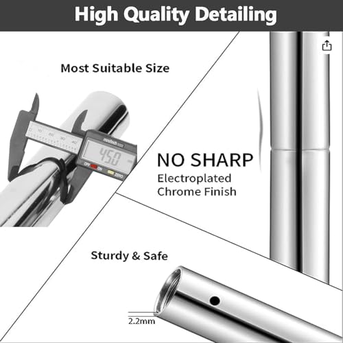 PRIOR FITNESS Silver Dance Pole 45mm, CE Certified Safety Home Pole for Beginners