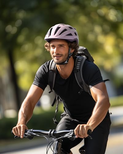 MIPS Bike Helmet with Light - Adult Youth Cycling Helmet, Misty Sakura, Medium