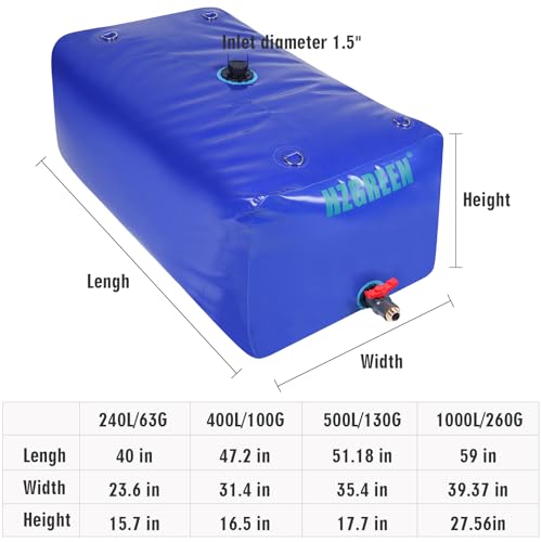 HZGREEN Camouflage 1000L Portable Water Bladder Tank with Brass Fitting