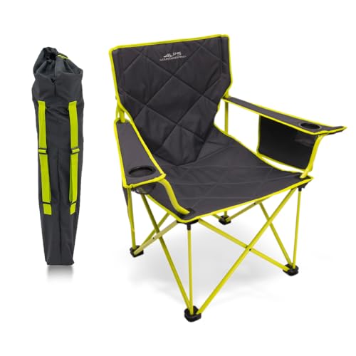 Camping Chairs for Adults with Mesh Cup Holders and Pockets - Charcoal/Citrus Variation