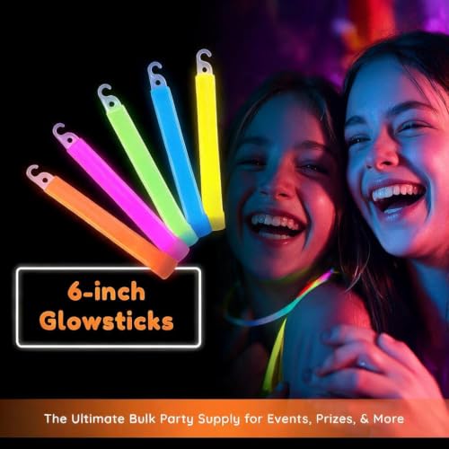 Glow Sticks Bulk Pack 25 Count 6 Inch Party Supplies for Kids & Adults - Color Variations