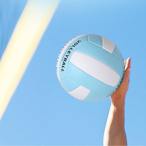 Light Blue Official Volleyball - Waterproof PU, Anti-Explosion, Indoor & Outdoor Play for Kids & Teens