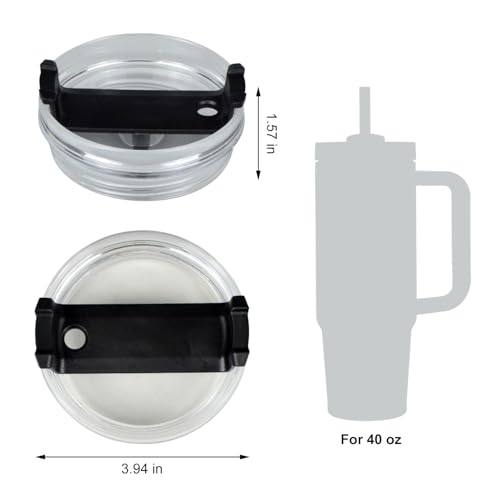 BOHLJRUI 2 Pack Black Spill Proof 40 oz Tumbler Lid Replacement for Stanley