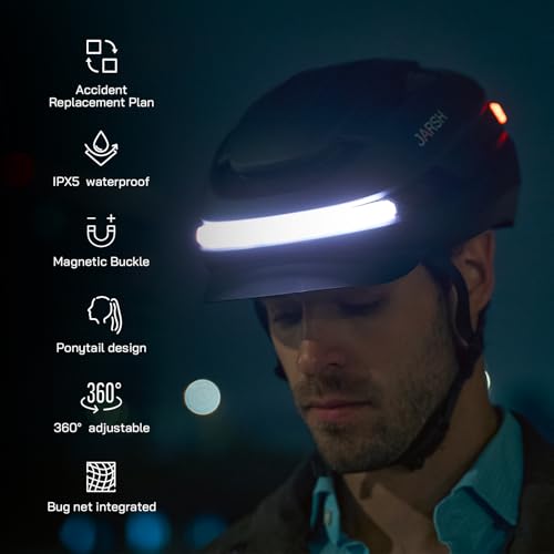 Electric Bike Helmet with Lights & Turn Signal - Black, Fits 85% Riders