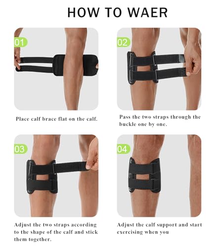 Calf Brace with Shin Splint Support Black - Compression Wrap for Pain Relief