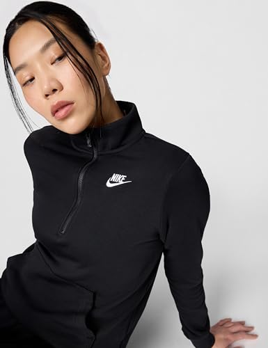 Nike Women's Sportswear Club Fleece 1/2-Zip Sweatshirt - Medium Black/White