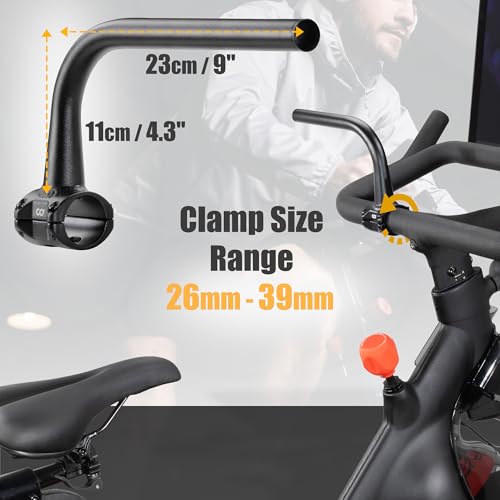 CyclingDeal Flat Handlebar Extenders with Grips for Indoor Exercise Bikes - Compatible with Peloton & Bicycle Handles