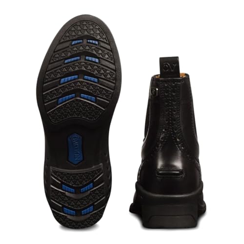 Women's Equestrian Waterproof Leather Paddock Boots with Zip - Black, Size 9