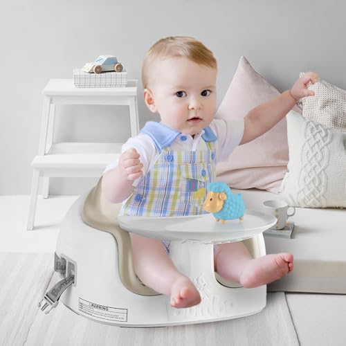 Bumbo 3-in-1 Portable Infant Booster Seat with Tray - Taupe, 1 Pack, 6-36 Months