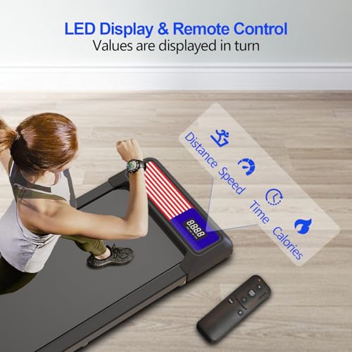 Upreign Under Desk Treadmill with 5% Incline, 2.5HP Portable Walking Pad with Remote & LED Display