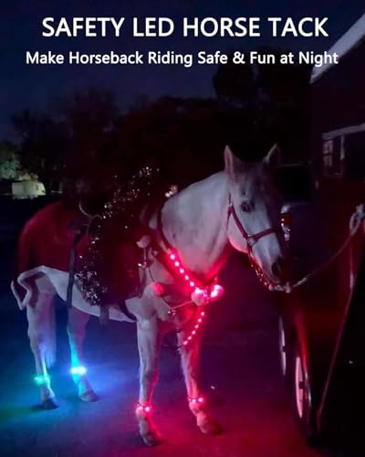 LED Horse Breastplate & Leg Band Set - Multi-Color Light Up Equestrian Tack for Night Riding