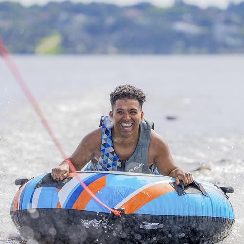 RAVE Sports Blade Inflatable Towable Tube - Orange, 1 Rider, Skim-Fast Bottom
