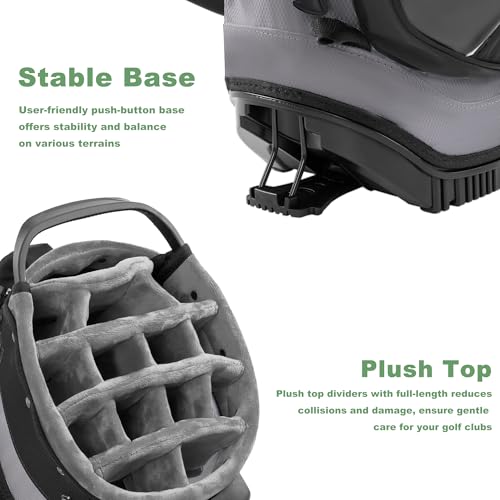 uniHimal Golf Stand Bag 14-Way Hybrid with 10 Pockets - Pure Black Gray
