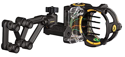 Left-Hand Trophy Ridge React H4 Bow Sight - 4 Pin, Tool-Free Windage & Elevation Adjustment, 2nd Axis Leveling, Adjustable Light