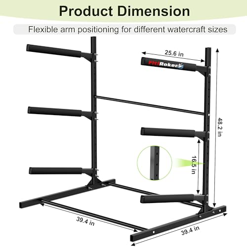 3-Tier Kayak Storage Rack Garage Stand Supports 300 lbs Black Steel
