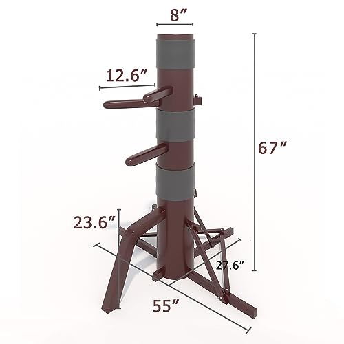 MR Wing Chun Dummy Wooden Mook Yan Jong with Adjustable Arms & Tripod Base