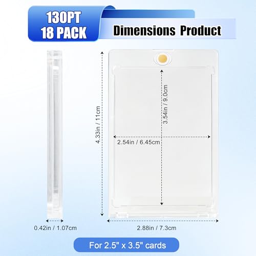 18 Pack Magnetic Card Holders for Trading Cards - UV-Resistant Hard Plastic, Secure One-Touch Closure