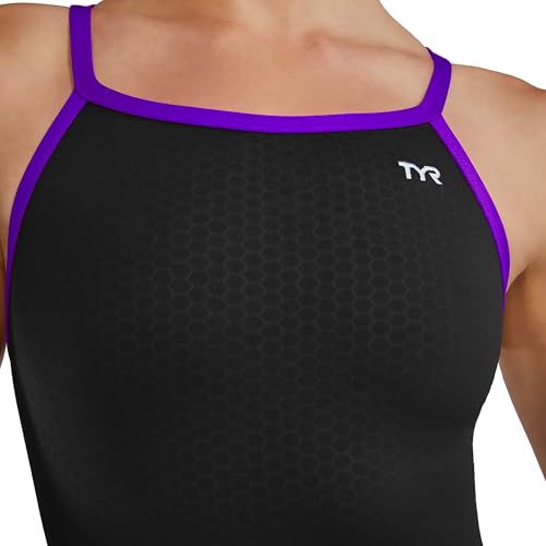 TYR Hexa Diamondfit One-Piece Swimsuit Black/Purple 32 - Performance Swimwear