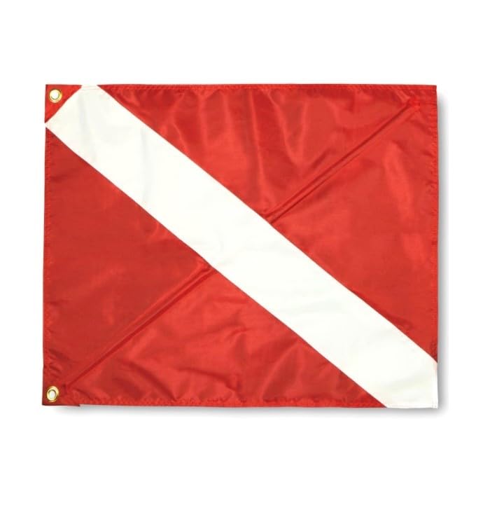 Boat T-Top Dive Flag & 48" Fiberglass Pole Kit for Scuba & Spearfishing