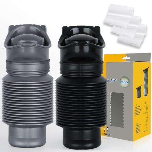 Portable Urinal for Men and Women, 750ml Leakproof Travel Urinal - Gray & Black