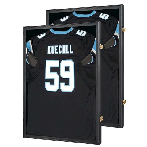 IHEIPYE Jersey Frame Display Case Shadow Box 2 Pack Black - Includes Gold Lock Variant