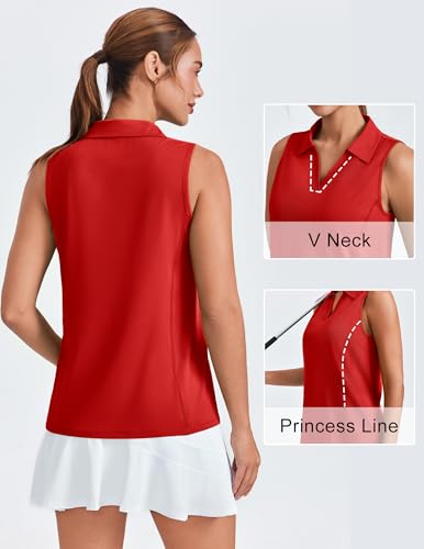 Women's Golf Tank Top Sleeveless UPF 50+ Polo V-Neck Workout Shirt