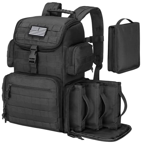 CVLIFE Tactical Range Backpack for Handguns - Black, Medium Capacity