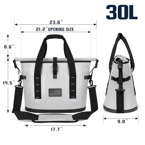 Coldbee Gray Soft Cooler Bag with Leak-Proof TPU, 5 Freezer Packs, Camping