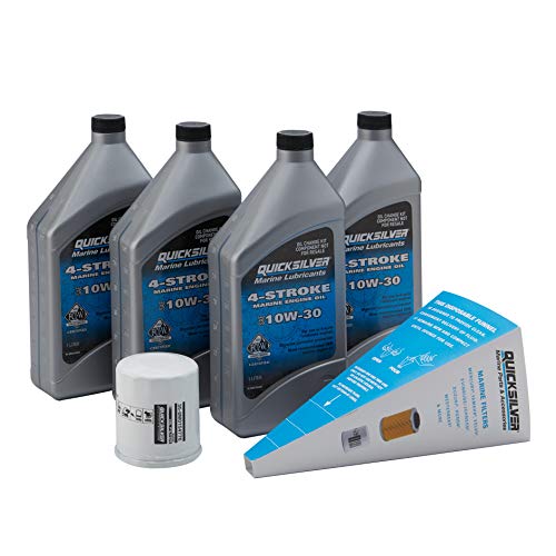 Yamaha F75-F115 Outboard Oil Change Kit with 4 Quicksilver 10W-30 Marine Oil & Filter - Variation: Yamaha F75 - F115