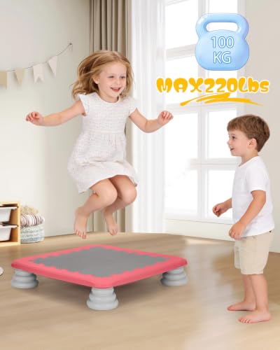 Great Kids Red Rectangular 25-Inch Sensory Rebounder Mini Trampoline for Indoor & Outdoor Play
