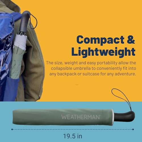 Weatherman Arnold Palmer Classic Windproof Collapsible Umbrella for Car & Backpack